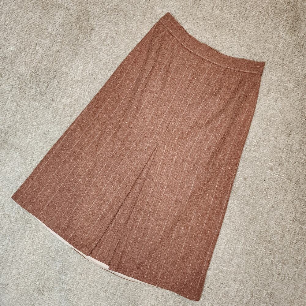 Vintage Orange Wool A Line Striped Skirt Women's Size XS Small